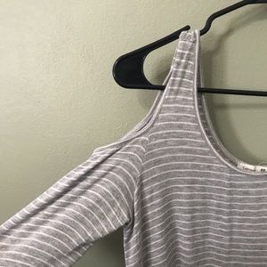 Grey dress with white pin stripes